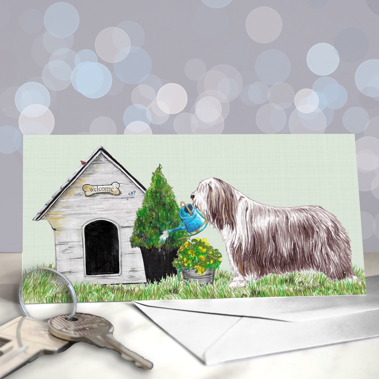 Bandiera Da Giardino Bearded Collie, Doppia Faccia, Resistente Alle Intemperie, Large (27,9x38,1 Cm)